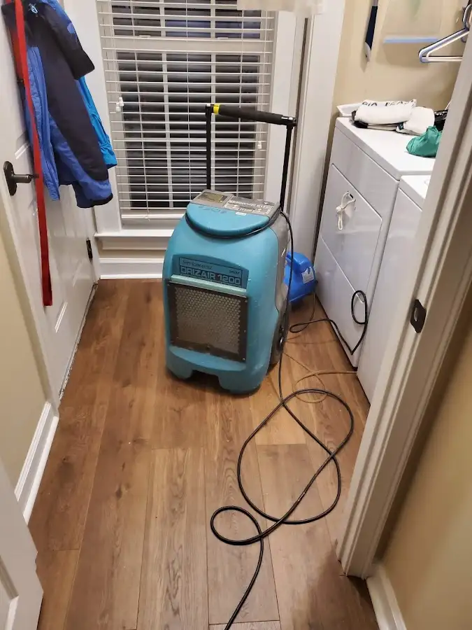 Commercial dehumidifier deployed for Flood Damage Cleanup in Woodland